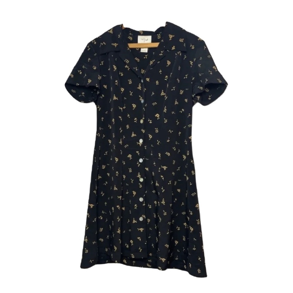 Vintage Floral Midi Button-Up Dress